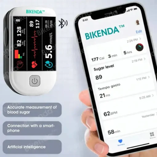 Bikenda™ 3-in-1 Advanced Health Monitor – Blood Glucose, Blood Pressure & ECG with 99.9% Accuracy